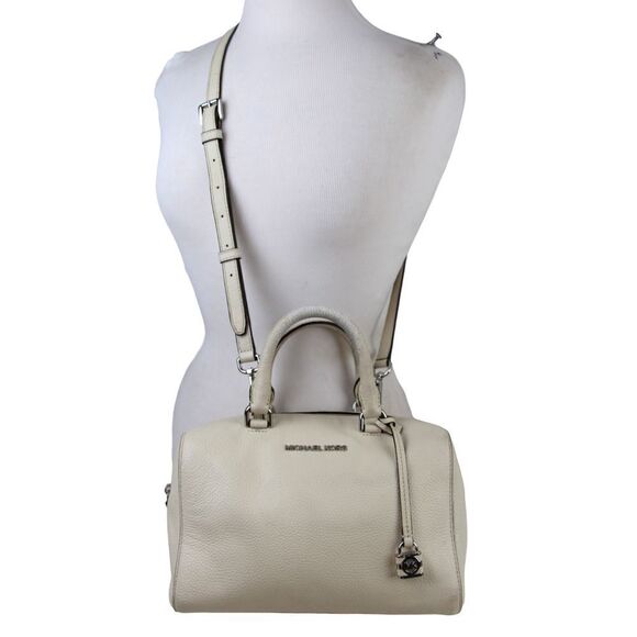 Michael Kors IVORY REAL LEATHER MEDIUM X-BODY SHOULDER BAG SATCHEL HANDBAG PURSE - Picture 2 of 16